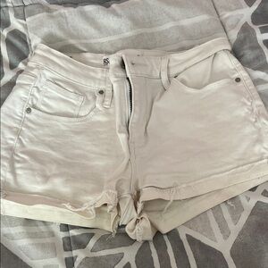 RSQ White Distressed High-Rise Denim Shorts